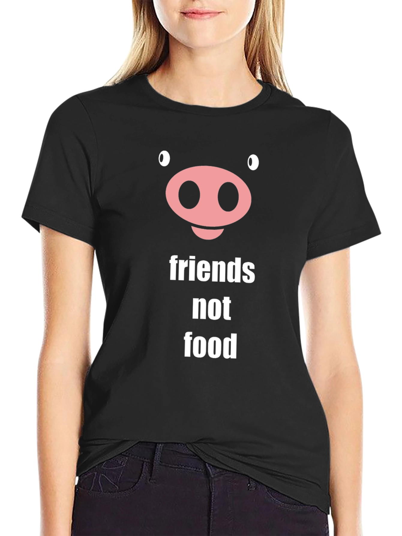 Friends Not Food Pig Graphic Tee Vegan Shirt