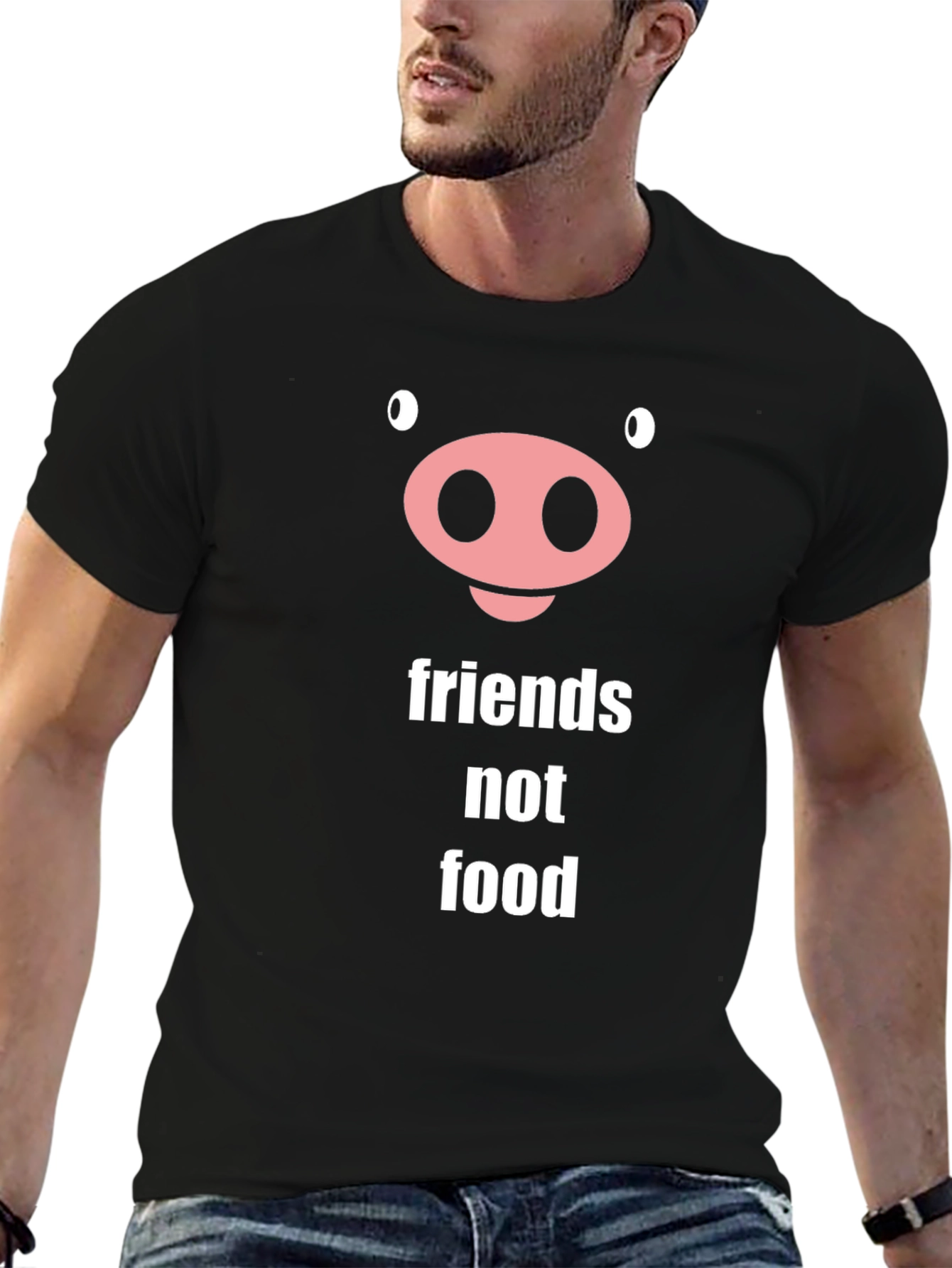 Friends Not Food Pig Graphic Tee Vegan Shirt