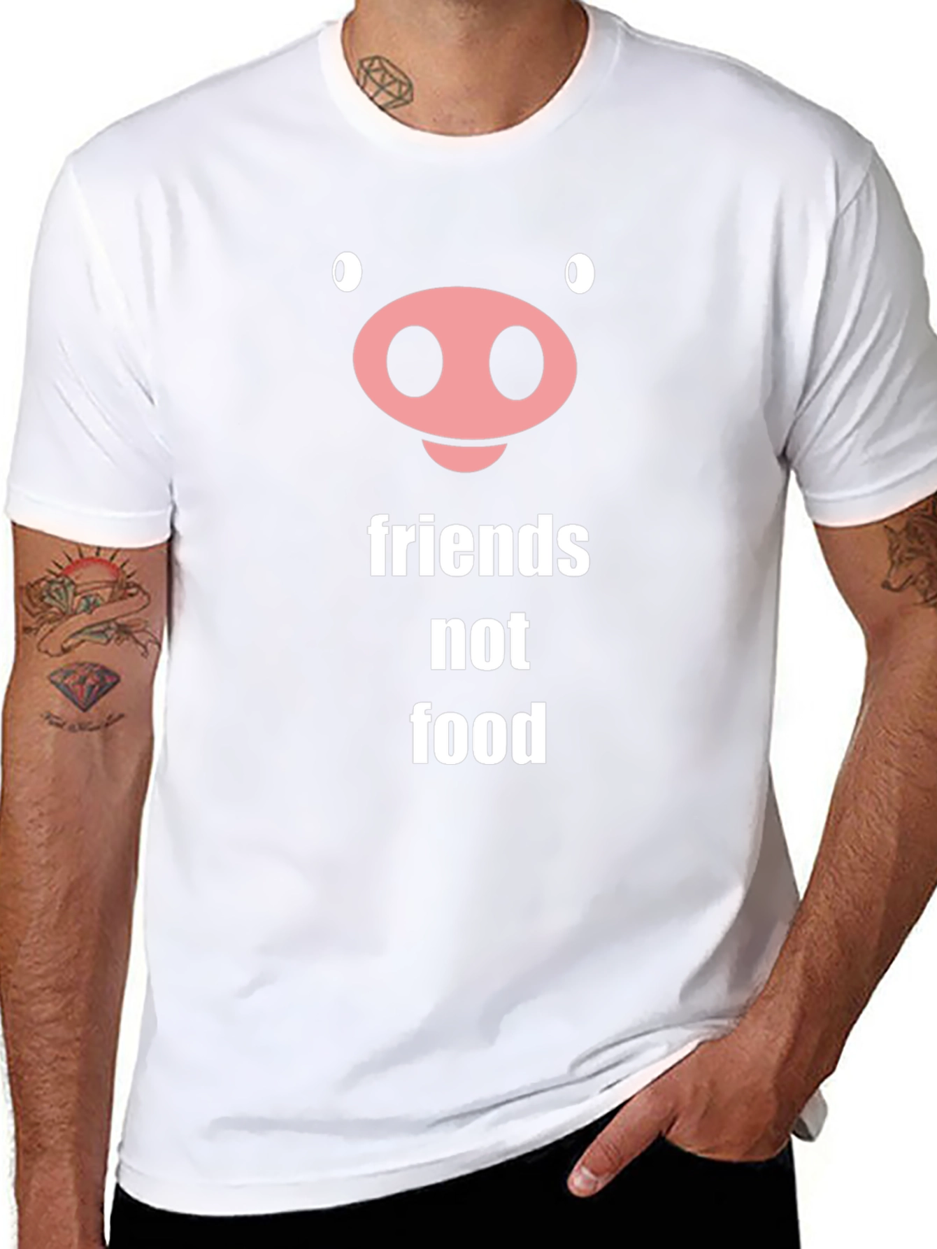 Friends Not Food Pig Graphic Tee Vegan Shirt