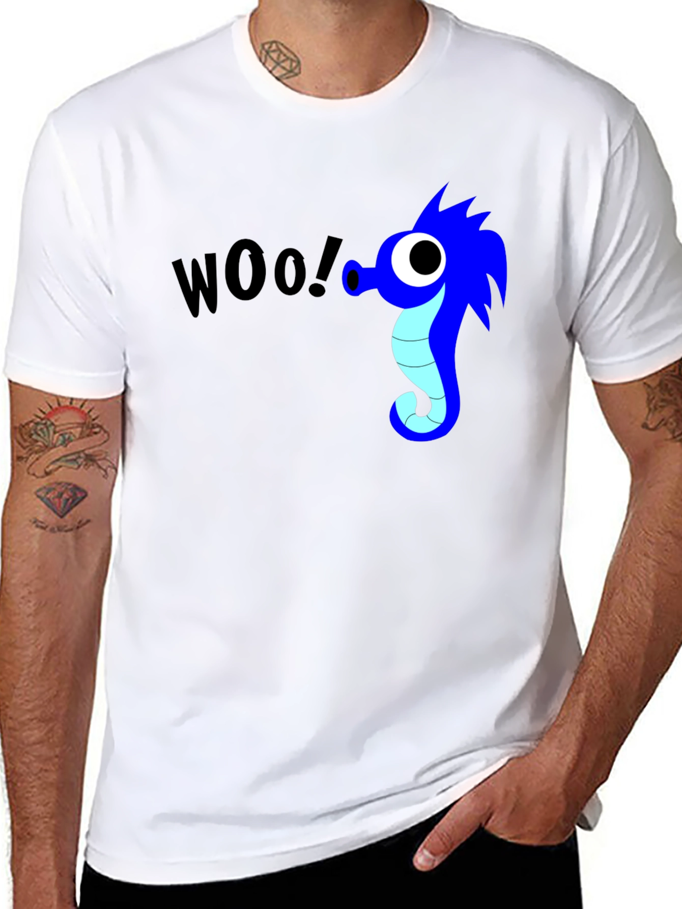 Woo! Seahorse Graphic Black T-Shirt