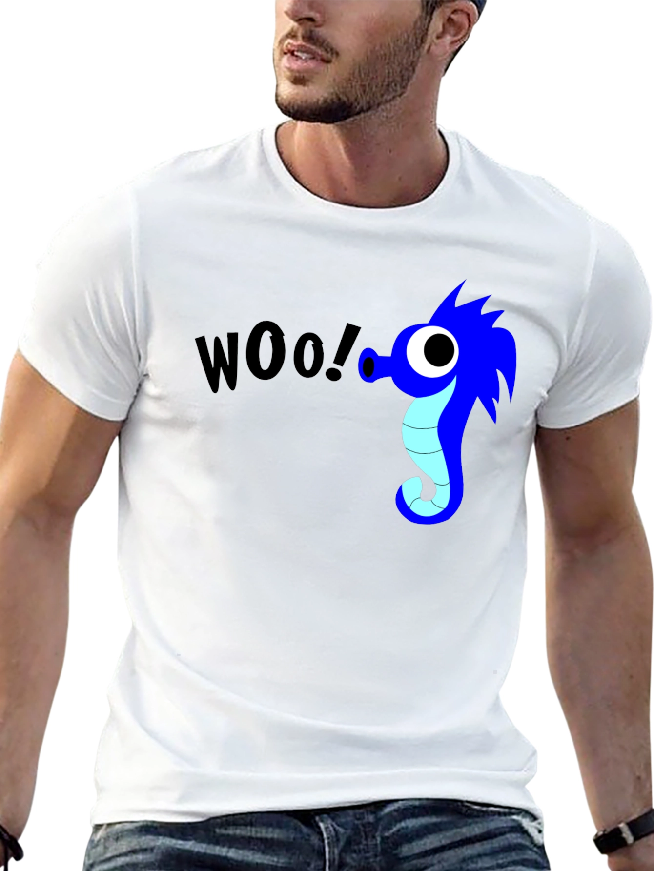 Woo! Seahorse Graphic Black T-Shirt