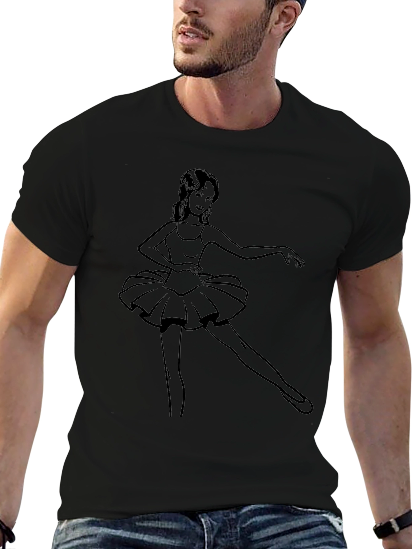 Ballerina Graphic Tee - Black Cotton Blend
