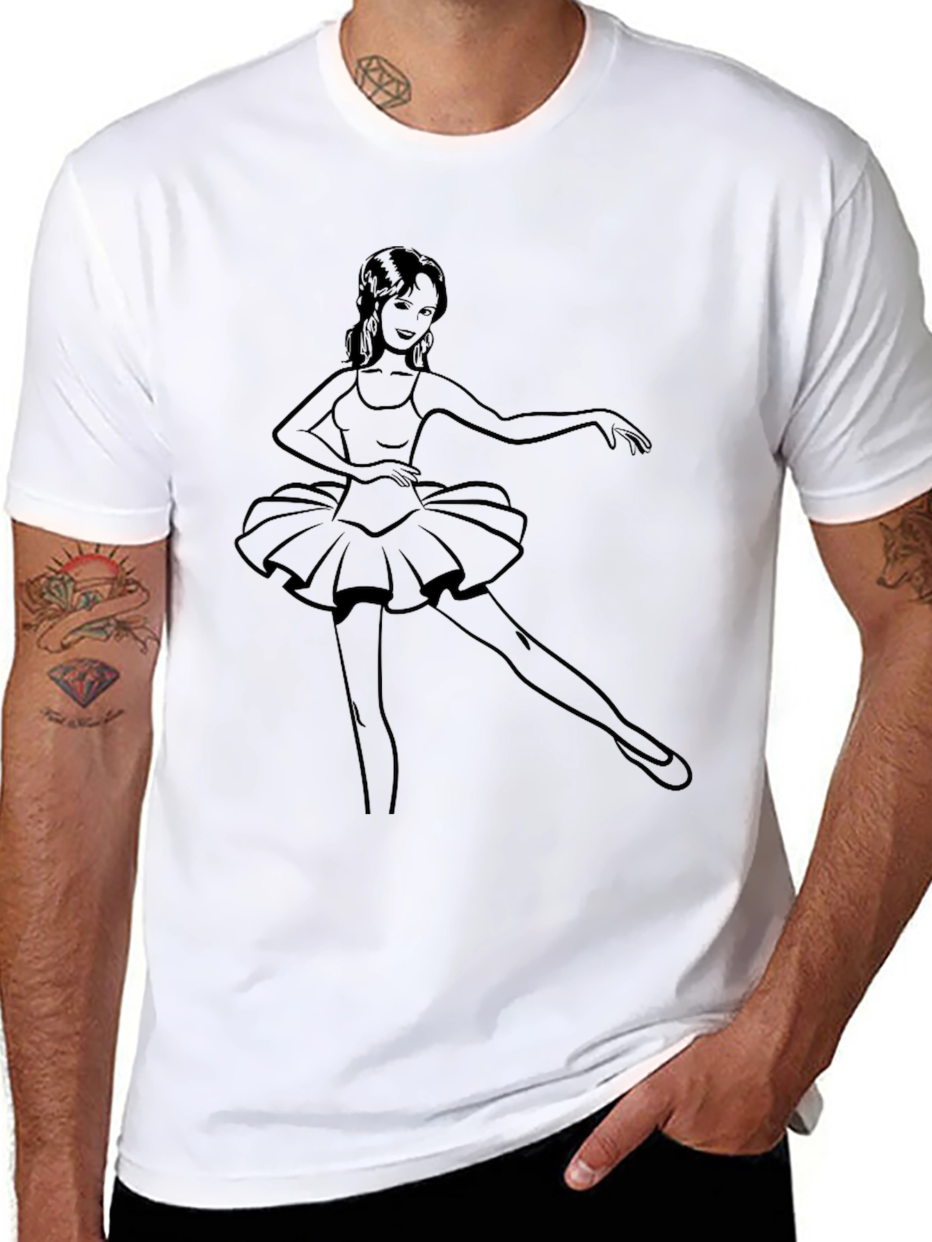 Ballerina Graphic Tee - Black Cotton Blend