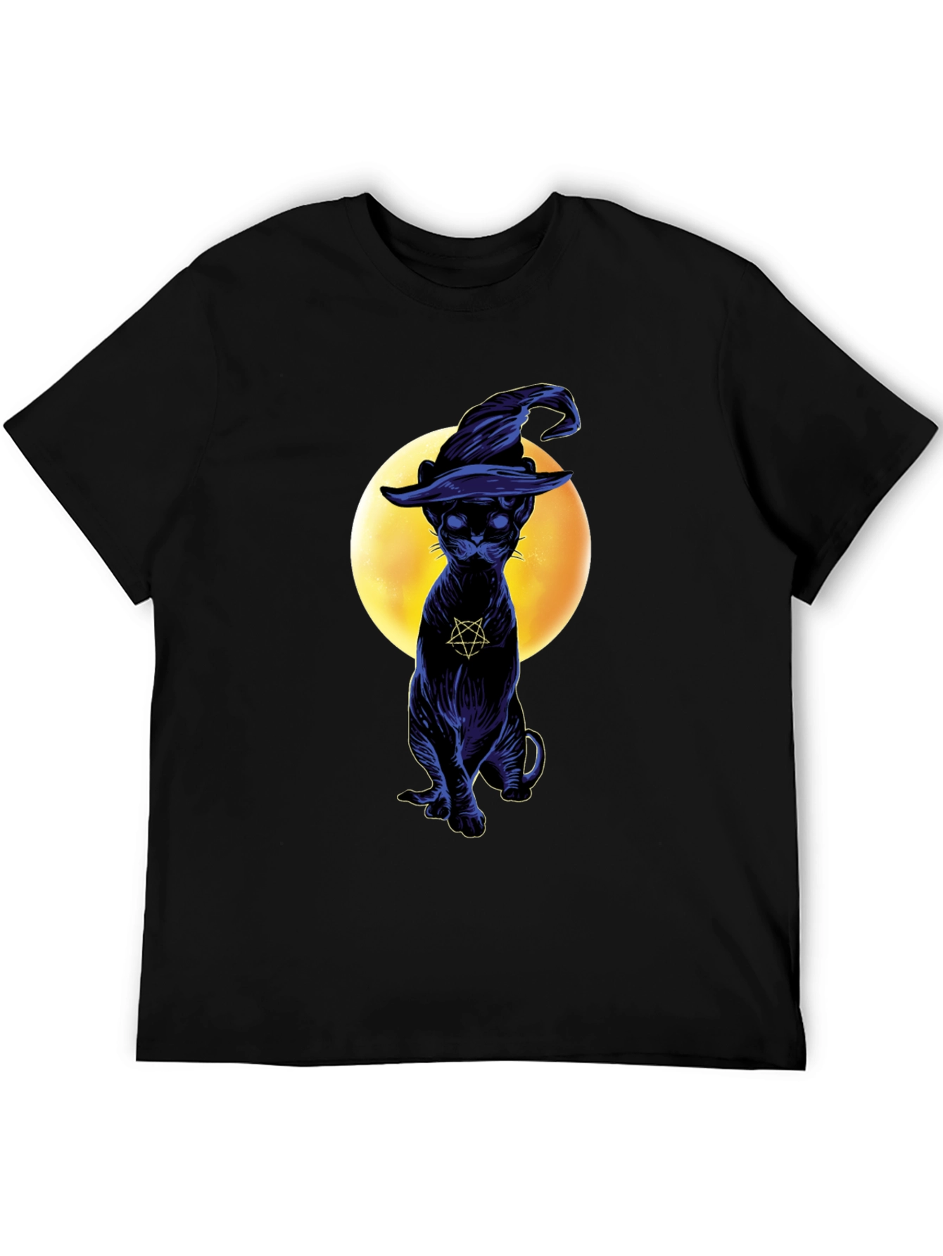 Witch Cat T-Shirt - Gothic Style Black Cat Tee