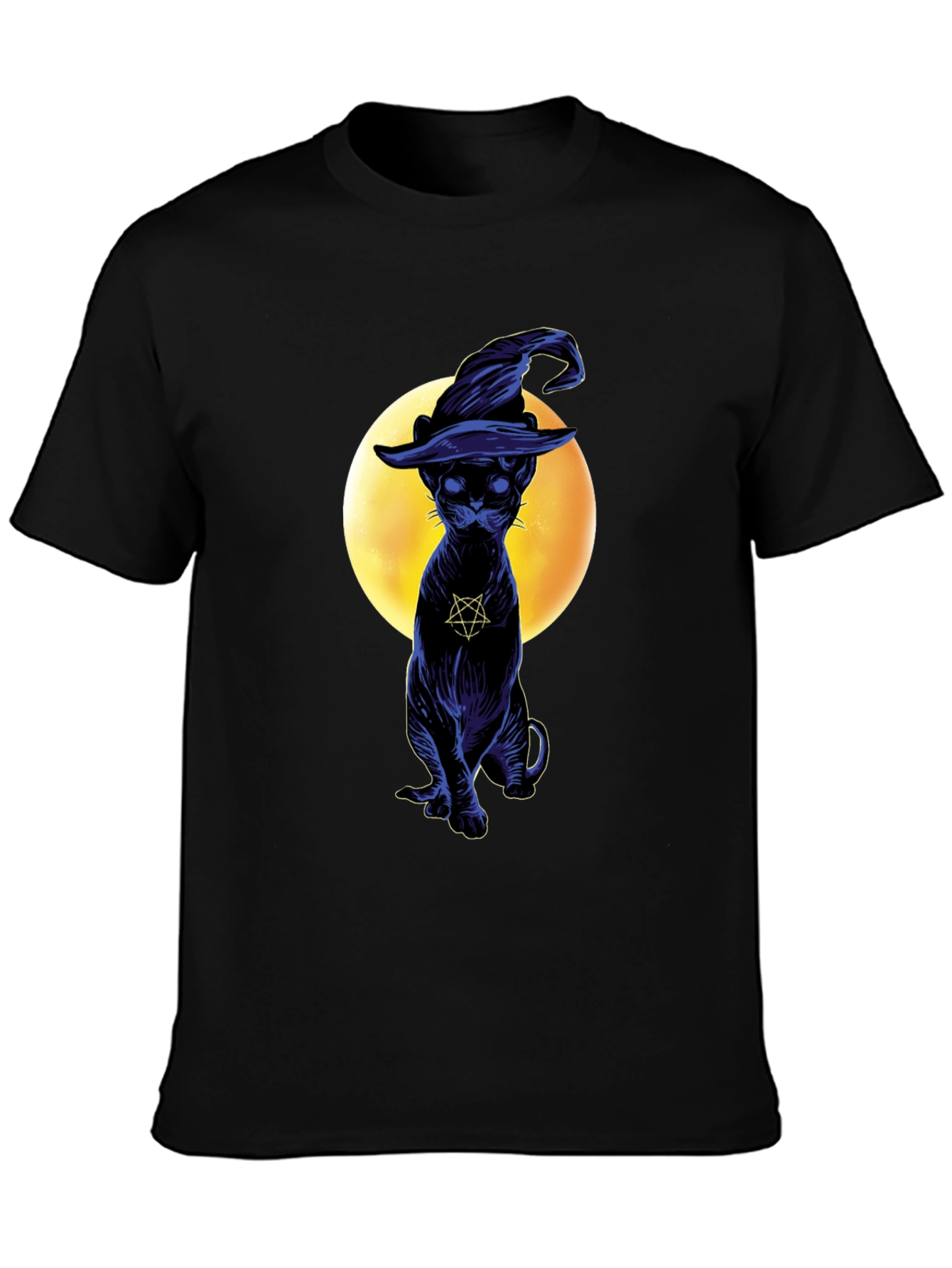 Witch Cat T-Shirt - Gothic Style Black Cat Tee