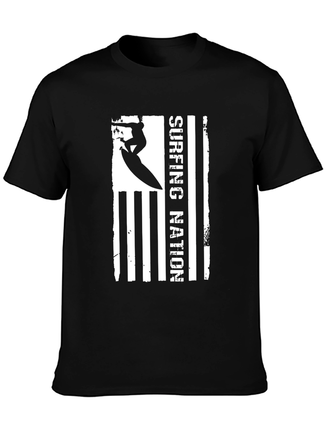 Surfing Nation Graphic Tee - Black Cotton T-Shirt