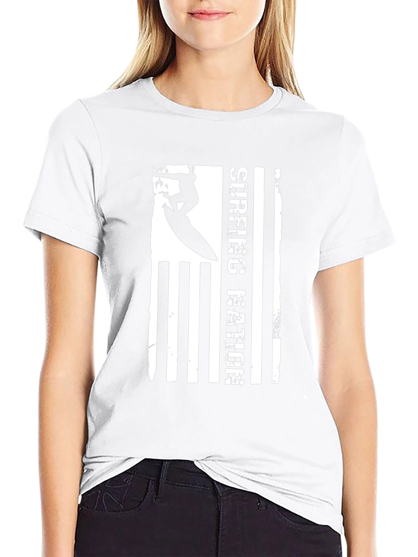 Surfing Nation Graphic Tee - Black Cotton T-Shirt