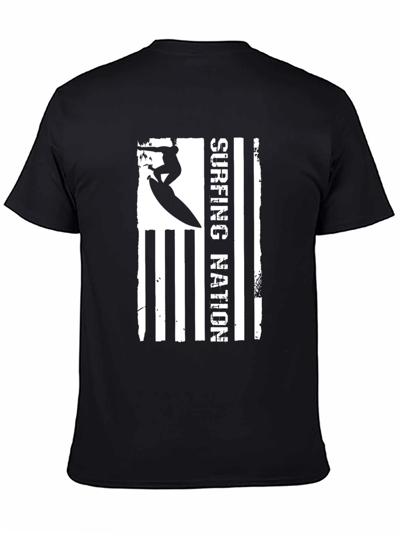 Surfing Nation Graphic Tee - Black Cotton T-Shirt