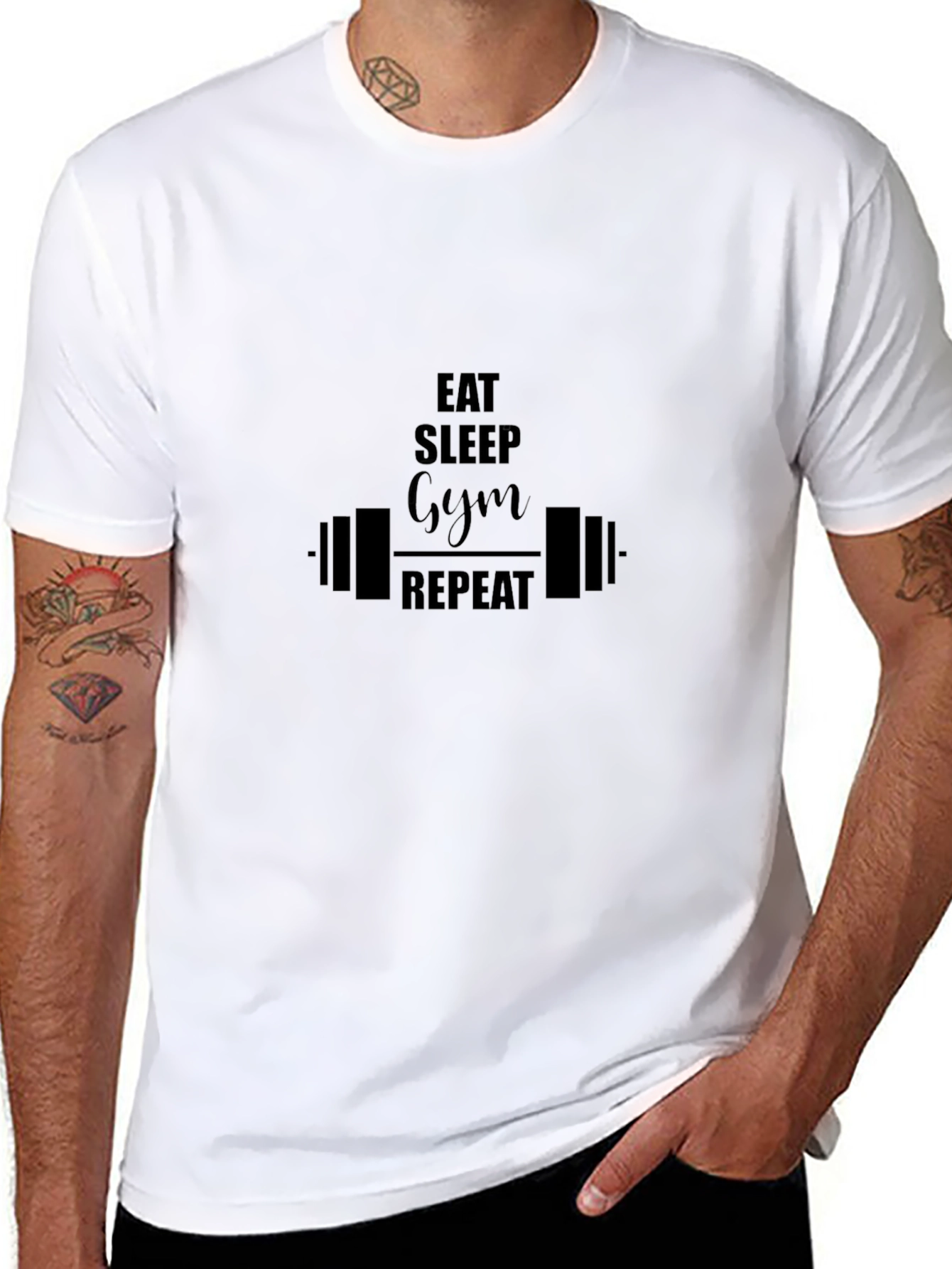 Eat Sleep Gym Repeat Black T-Shirt