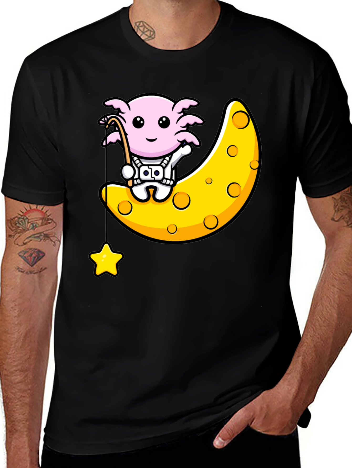 Axolotl Astronaut on Moon T-Shirt