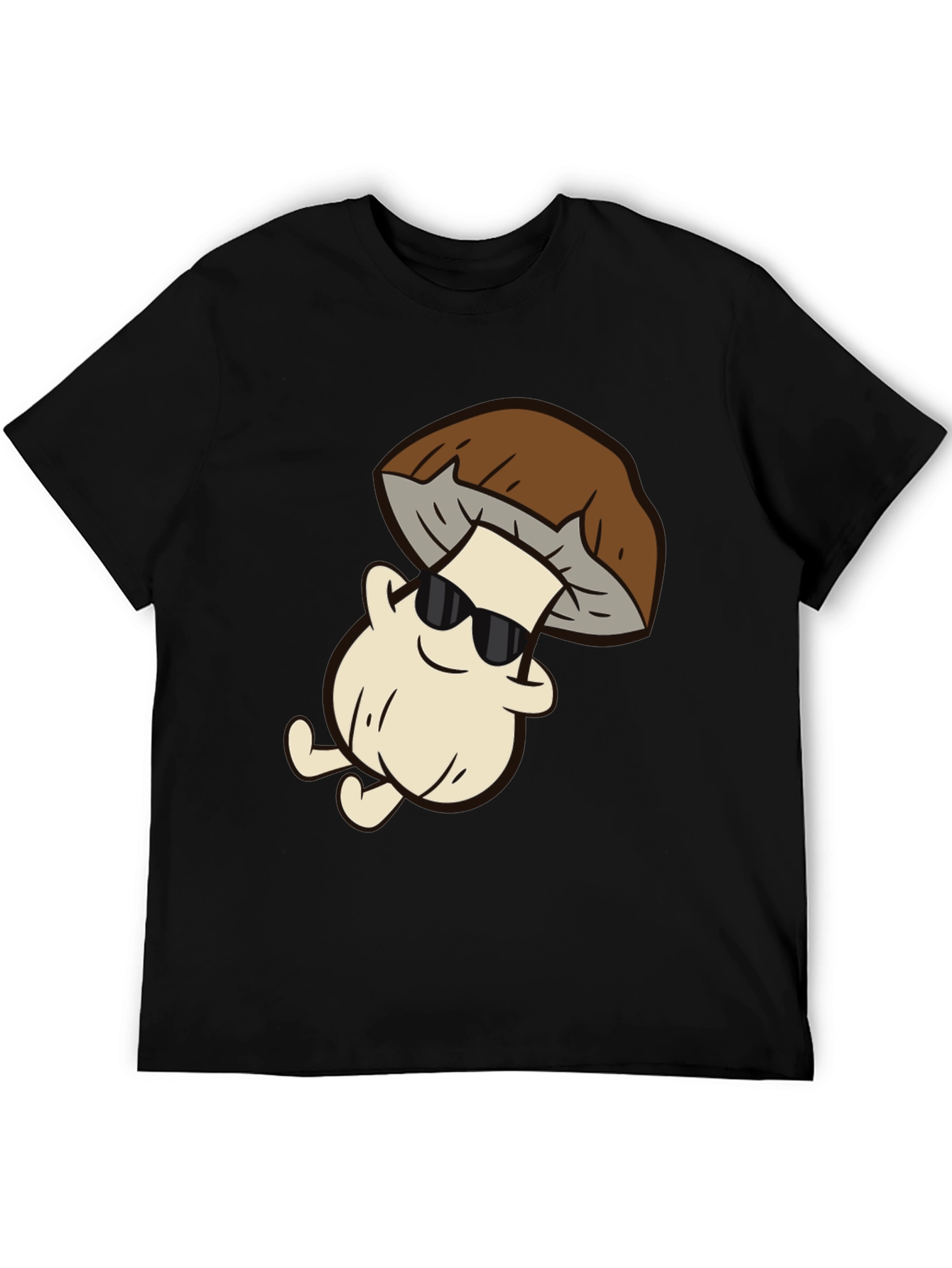 Cool Mushroom Graphic Tee - Black Cotton T-Shirt