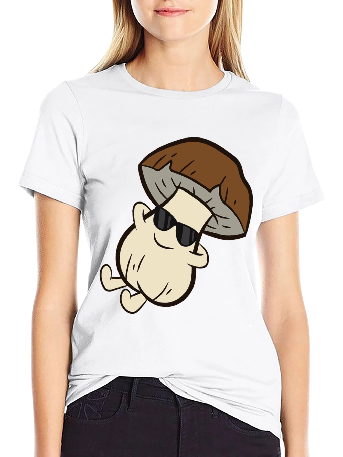 Cool Mushroom Graphic Tee - Black Cotton T-Shirt