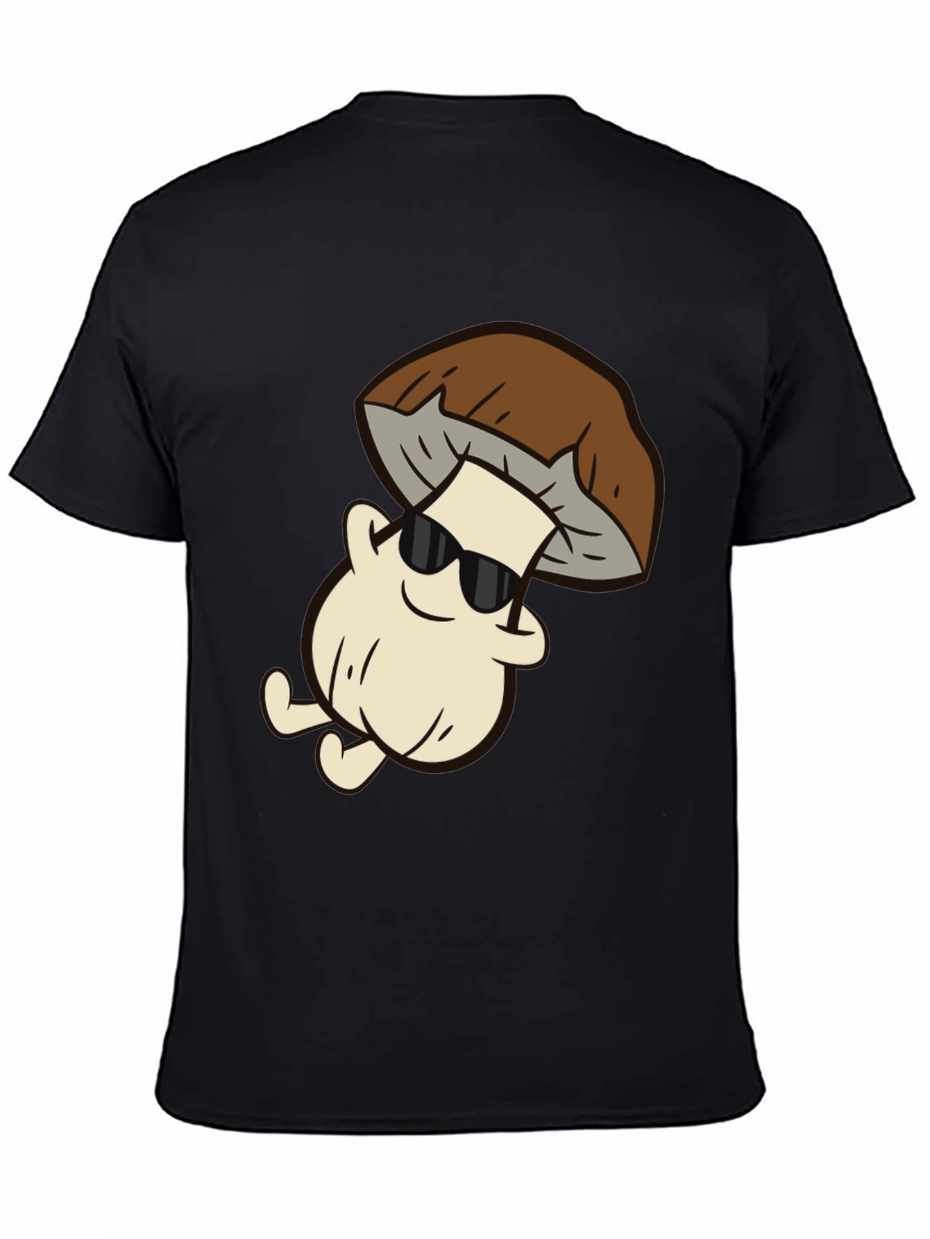 Cool Mushroom Graphic Tee - Black Cotton T-Shirt