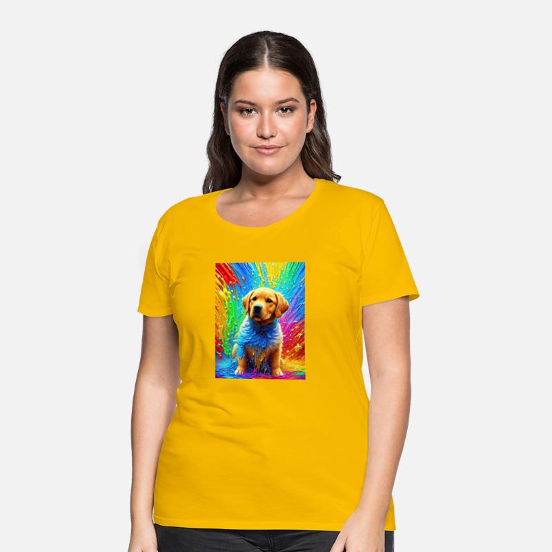 Labrador Retriever with rainbow splashes of colors