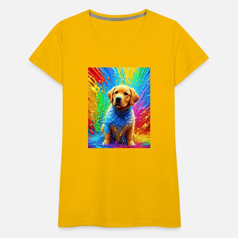 Labrador Retriever with rainbow splashes of colors