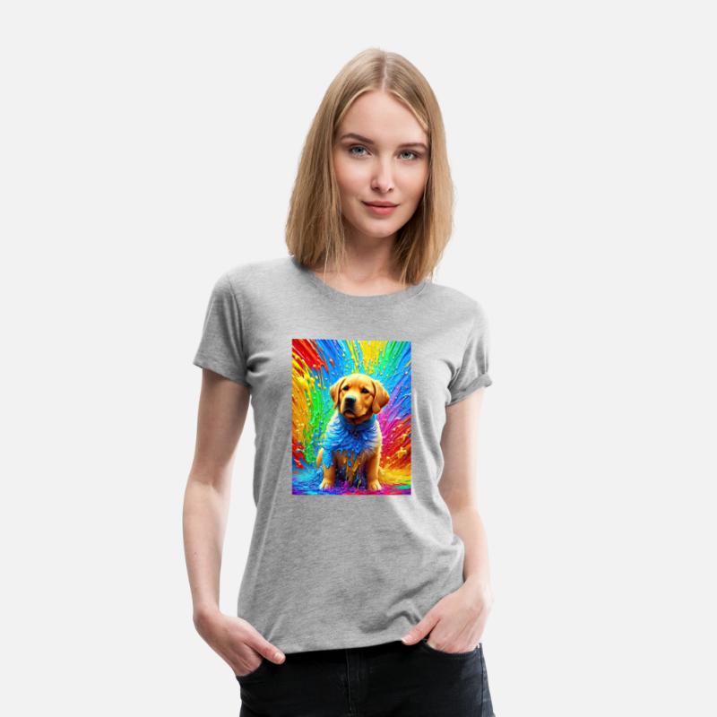 Labrador Retriever with rainbow splashes of colors