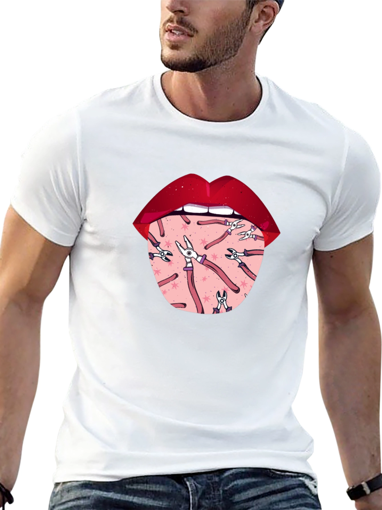 Novelty Graphic T-Shirt - Tongue Tool Design
