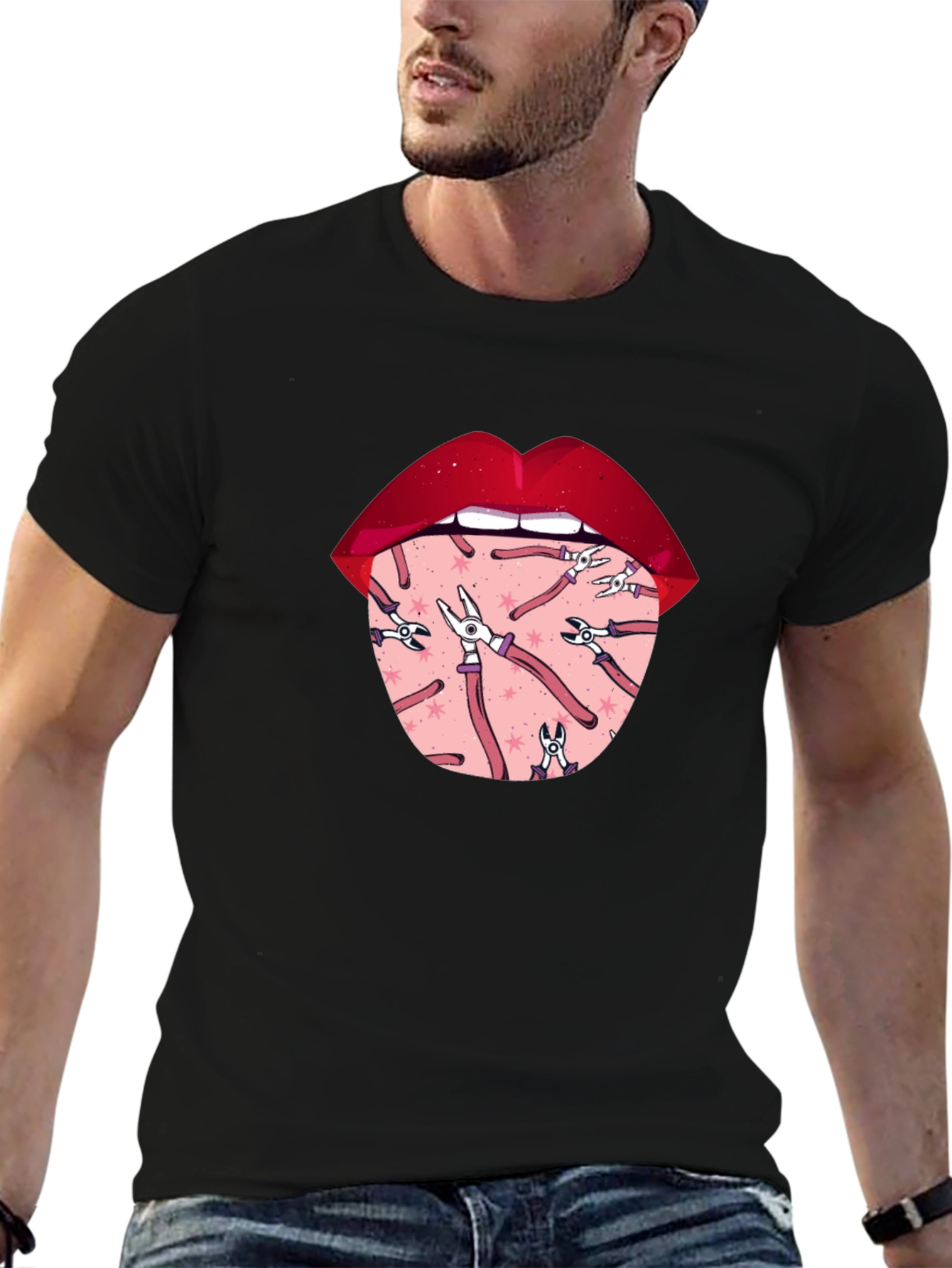 Novelty Graphic T-Shirt - Tongue Tool Design