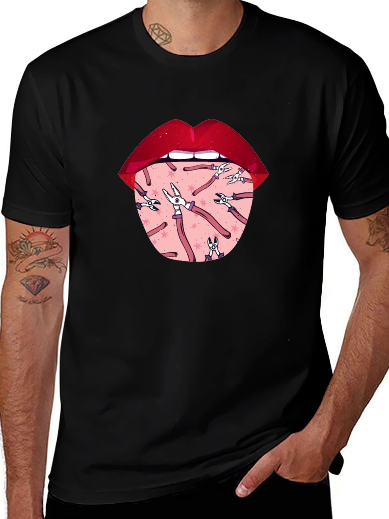 Novelty Graphic T-Shirt - Tongue Tool Design