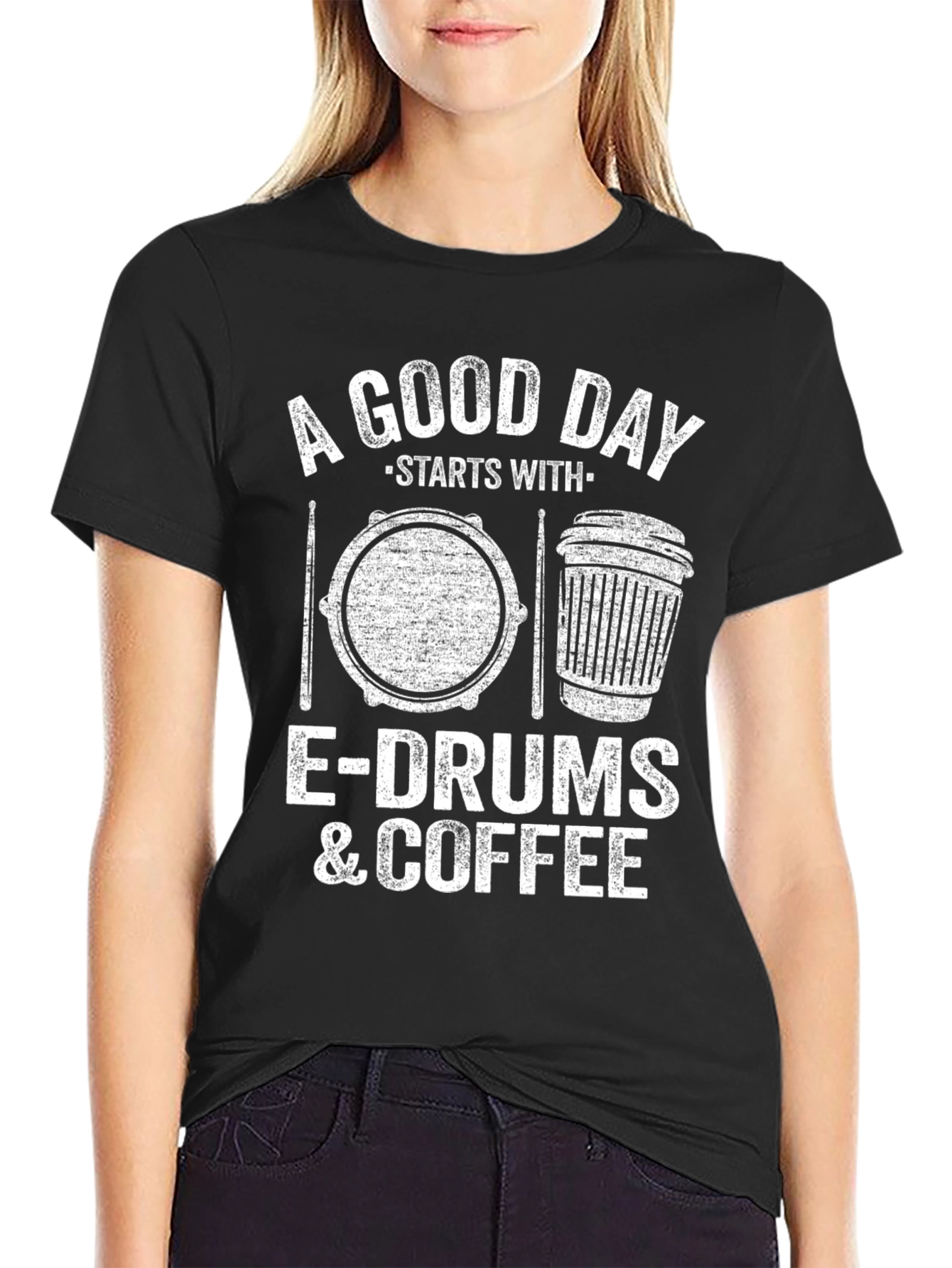 E-Drums & Coffee T-Shirt - Musicians Humor