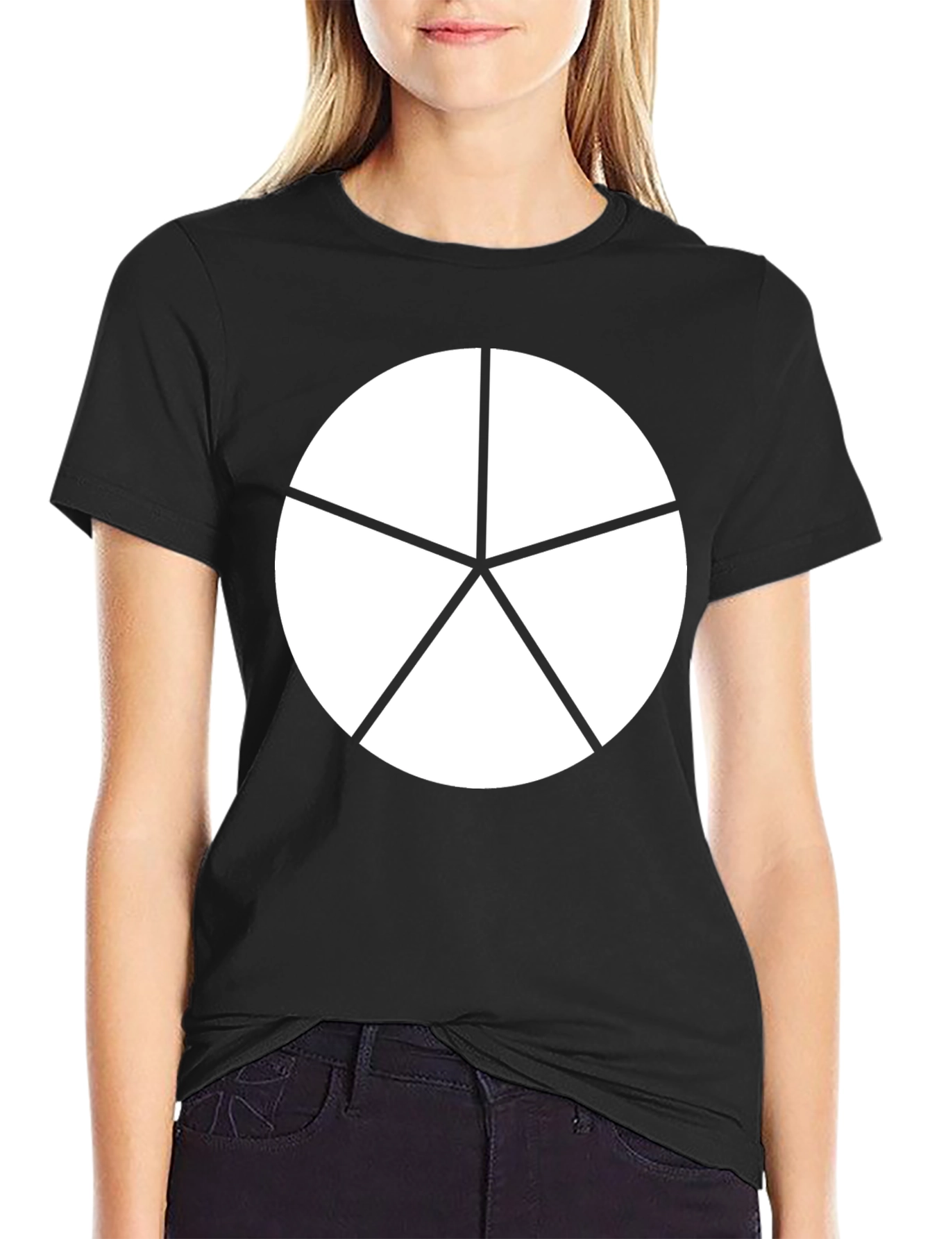 Geometric Starburst Graphic Tee - Black