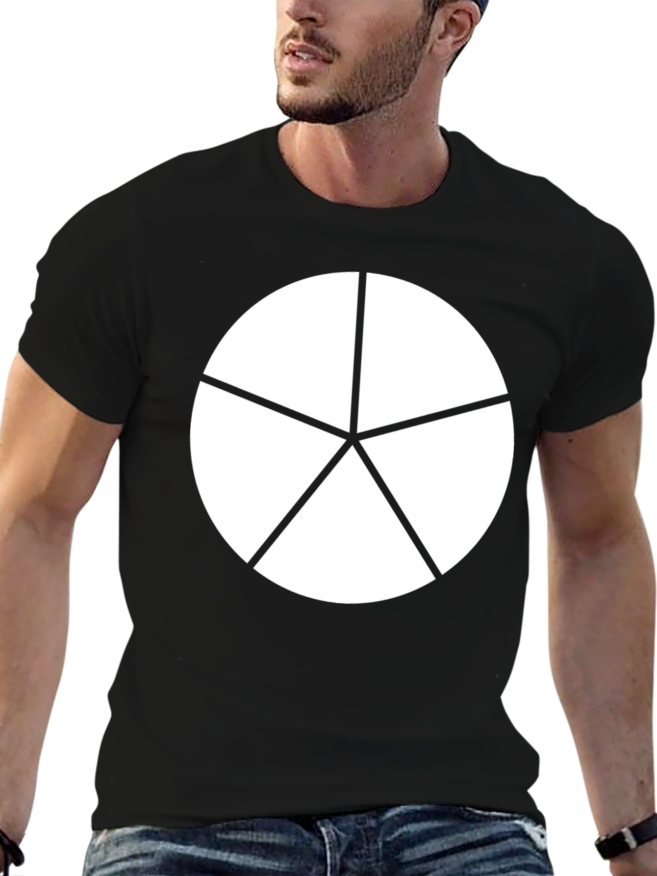 Geometric Starburst Graphic Tee - Black