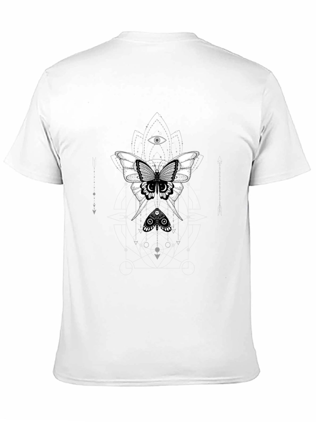 Black T-Shirt with Mystical Moth Graphic