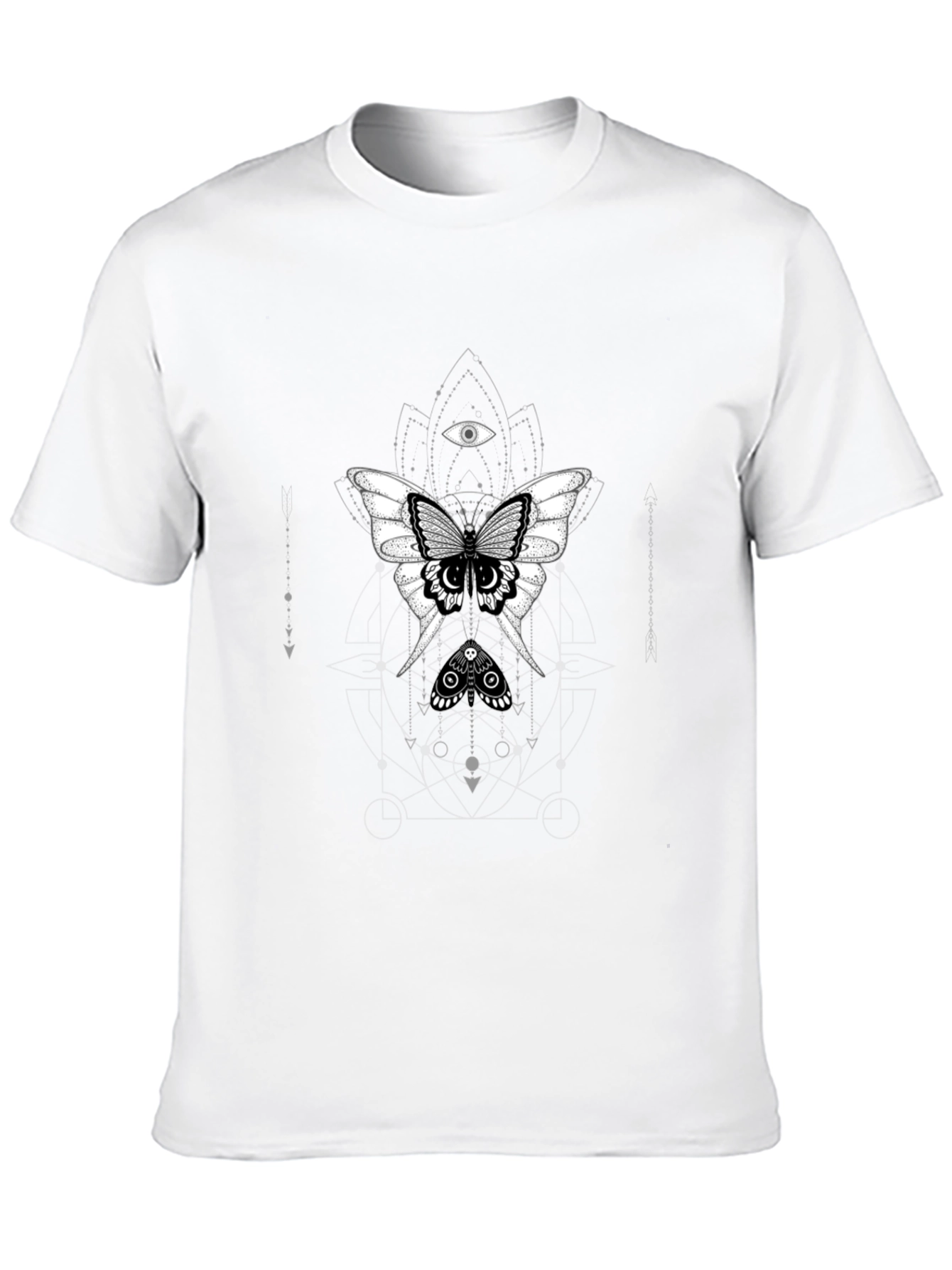 Black T-Shirt with Mystical Moth Graphic