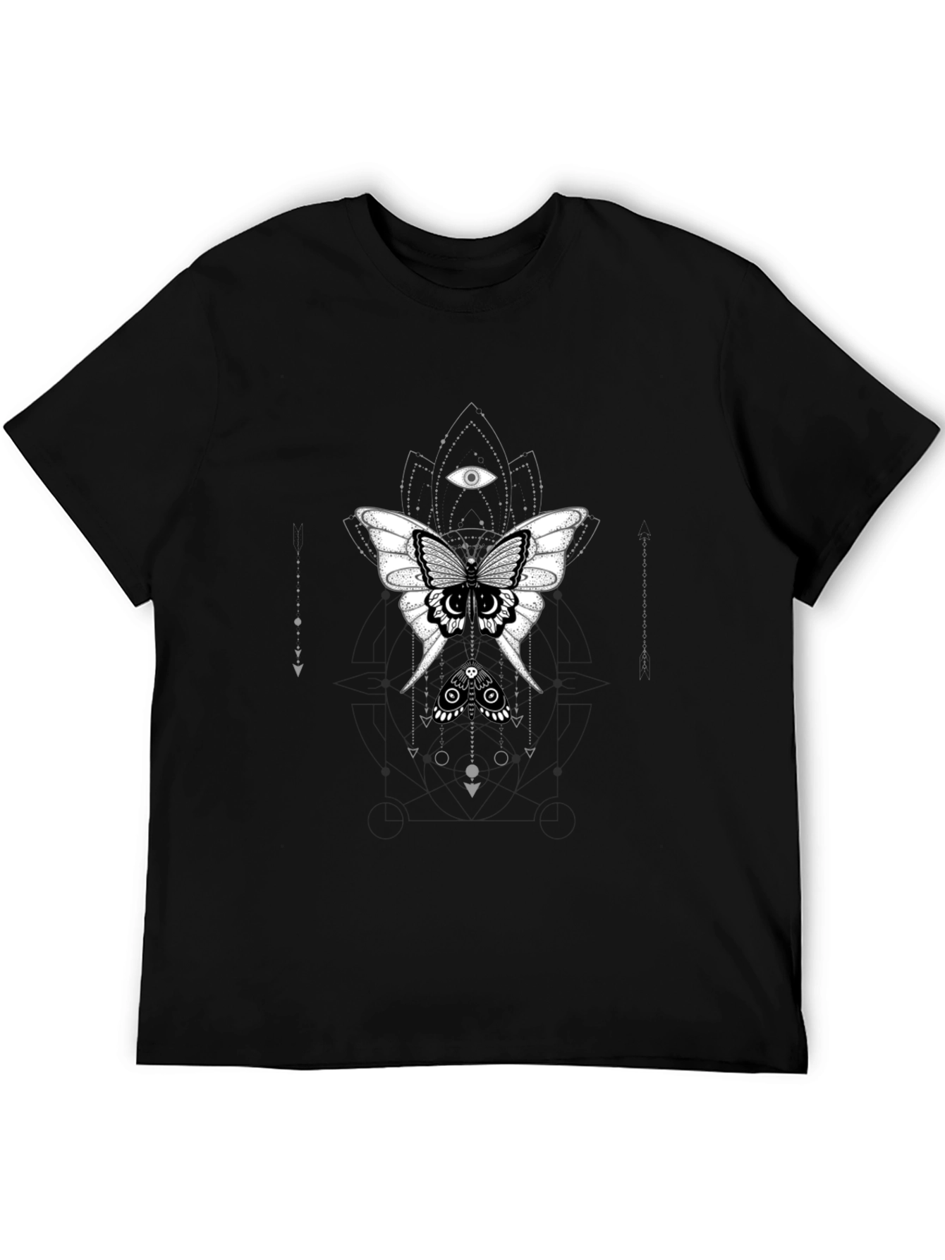 Black T-Shirt with Mystical Moth Graphic