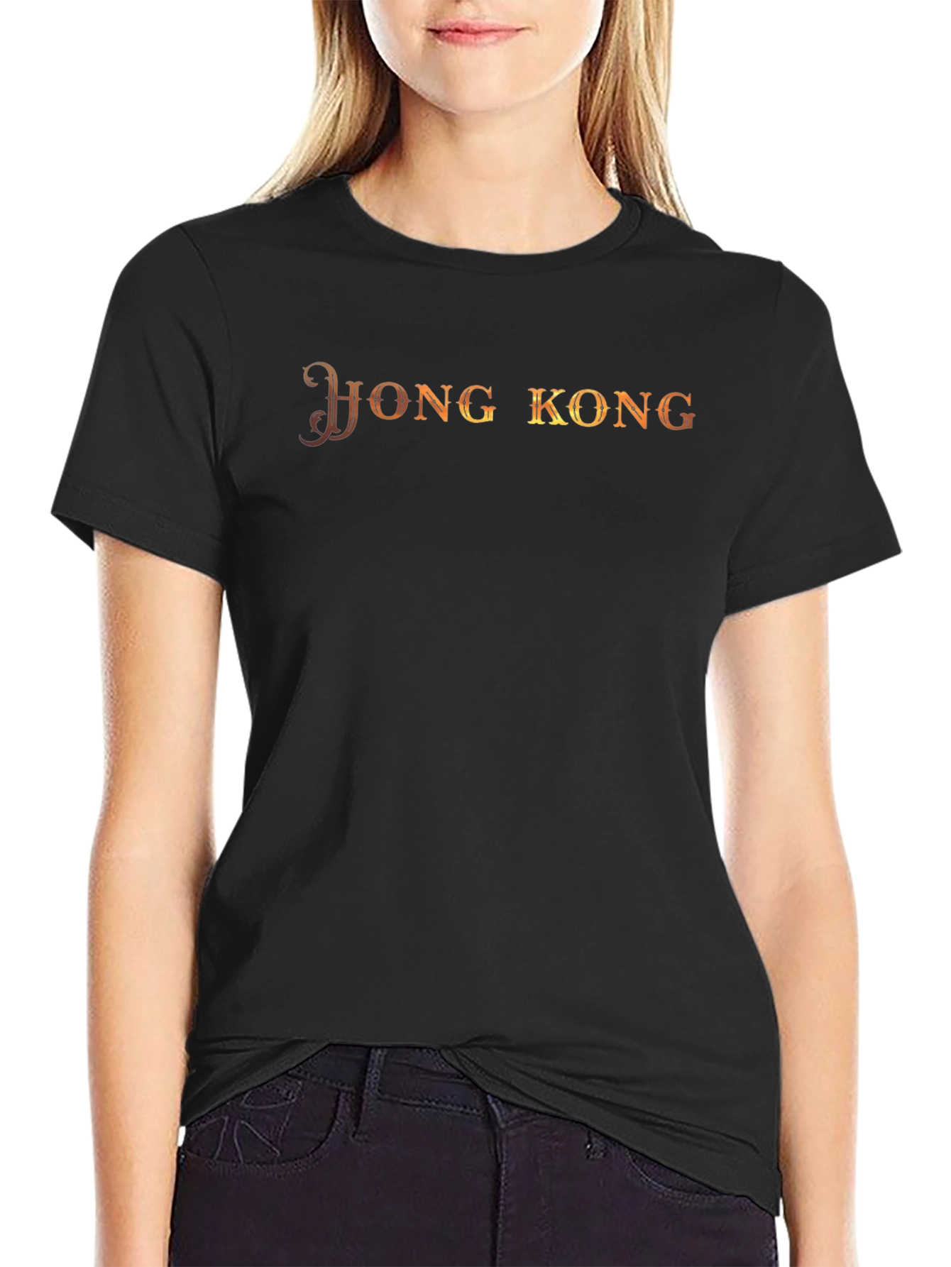 Hong Kong Graphic Tee - Black Crew Neck