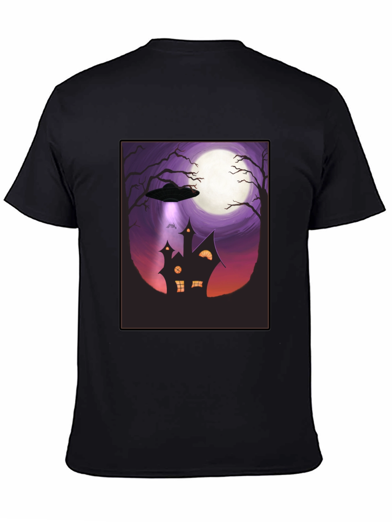 UFO Halloween T-Shirt - Haunted House Abduction