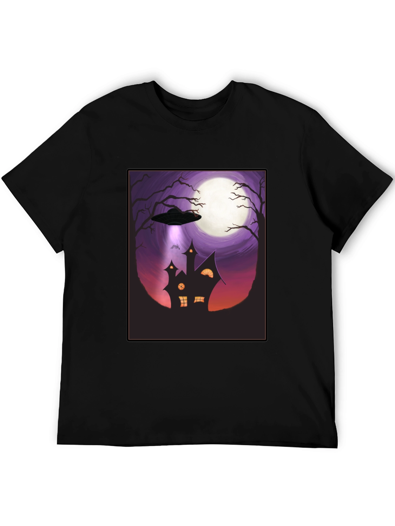 UFO Halloween T-Shirt - Haunted House Abduction