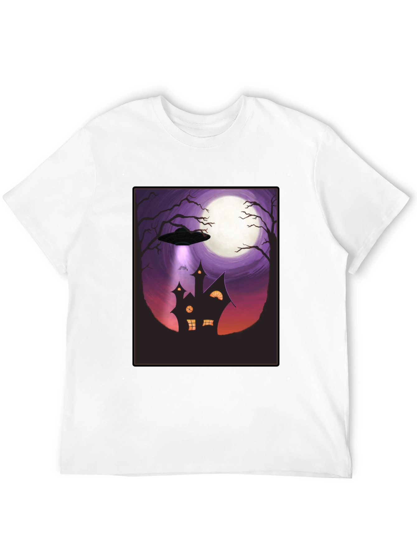 UFO Halloween T-Shirt - Haunted House Abduction