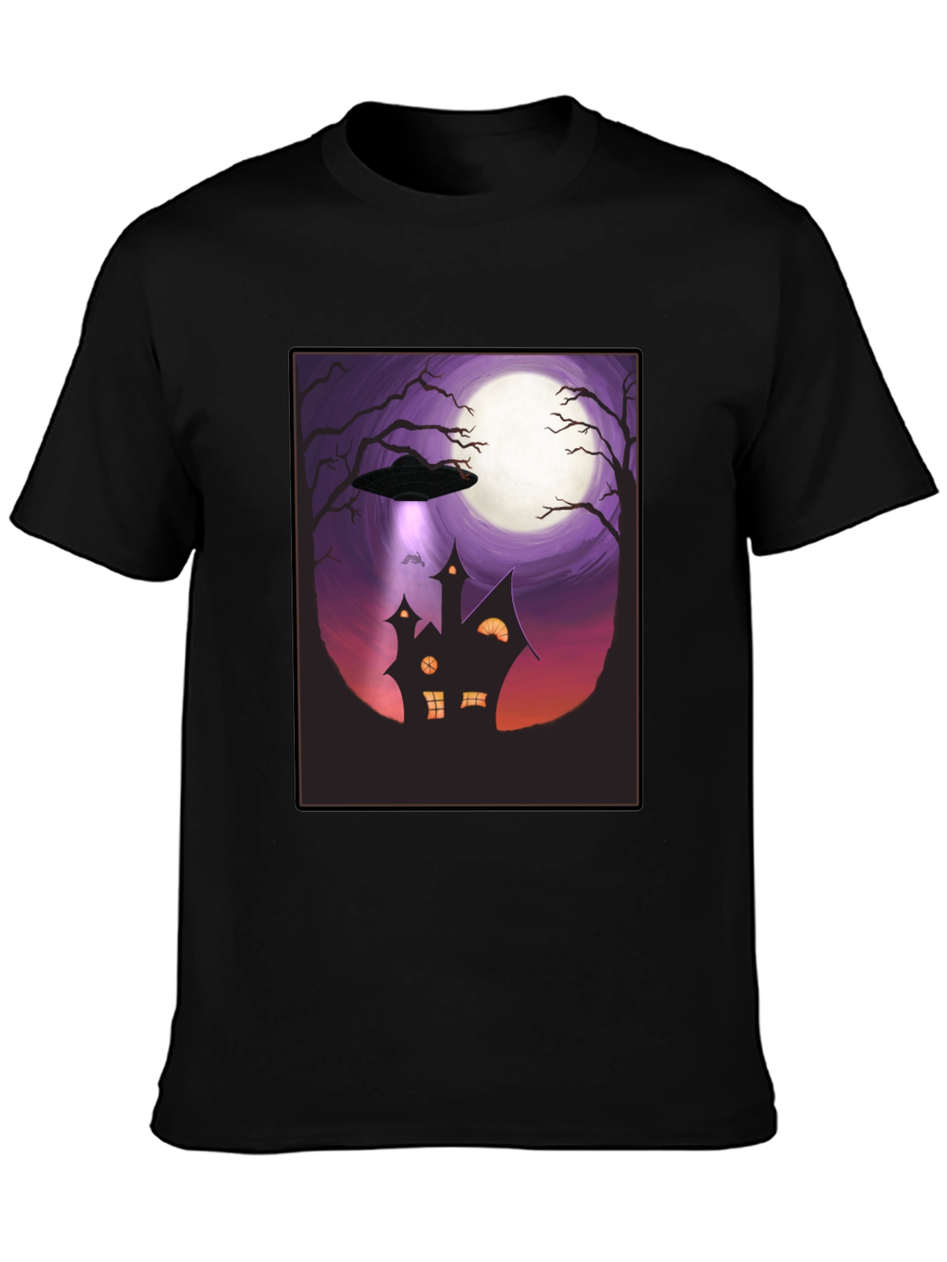 UFO Halloween T-Shirt - Haunted House Abduction
