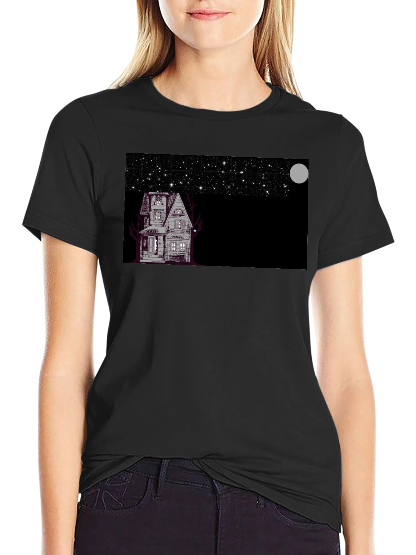 Spooky House Under Moonlight T-Shirt