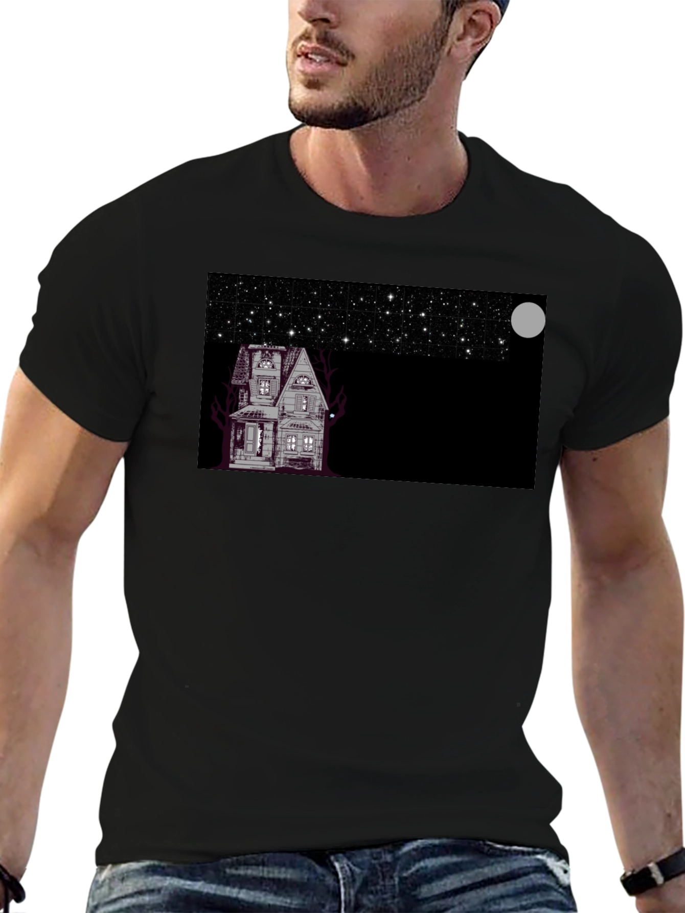 Spooky House Under Moonlight T-Shirt