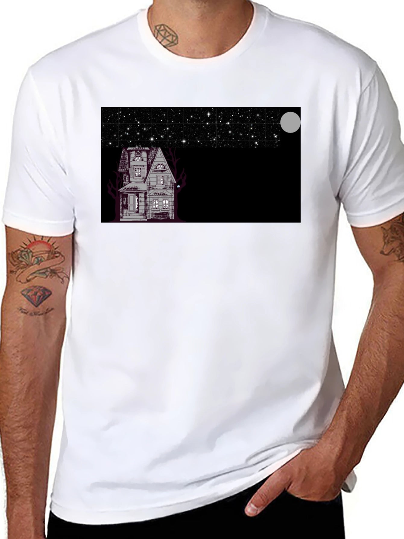 Spooky House Under Moonlight T-Shirt