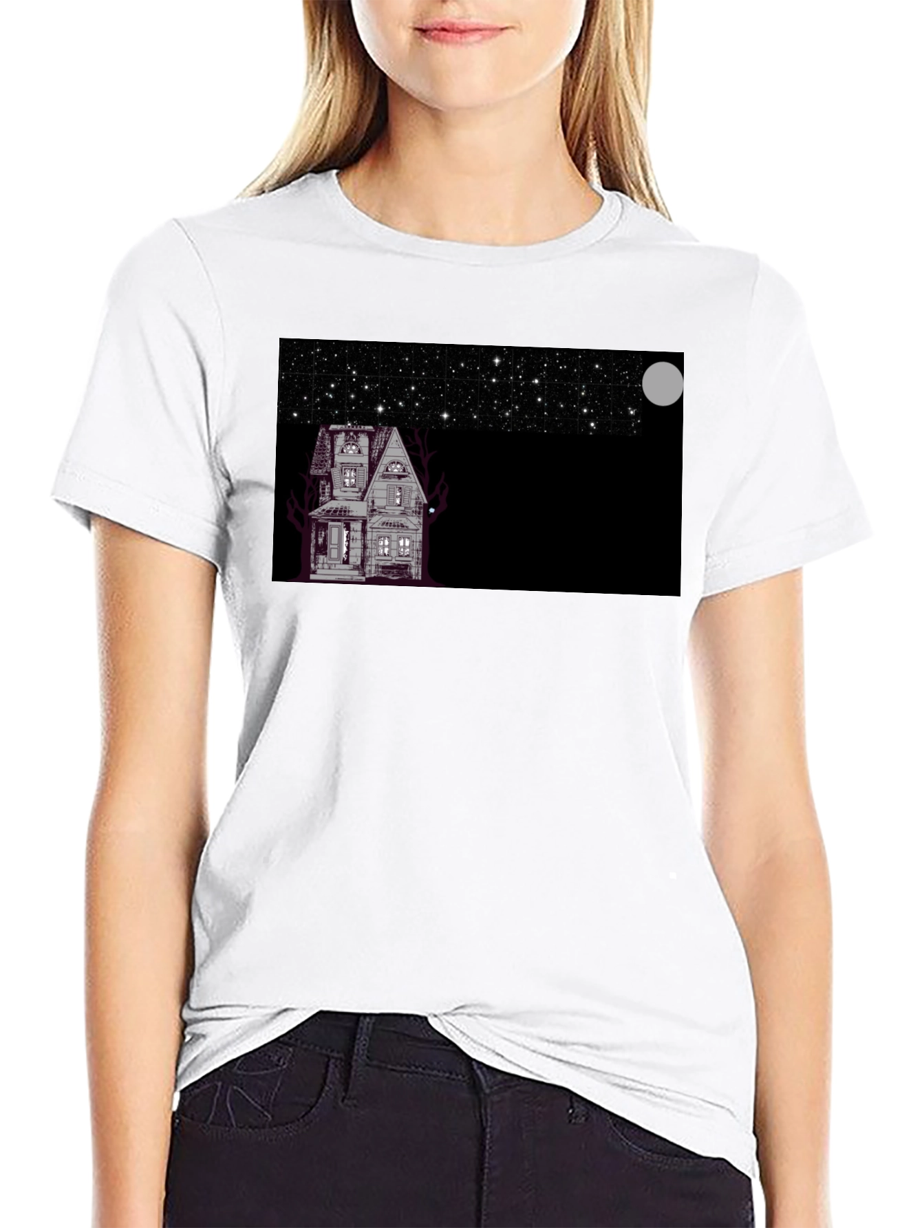 Spooky House Under Moonlight T-Shirt