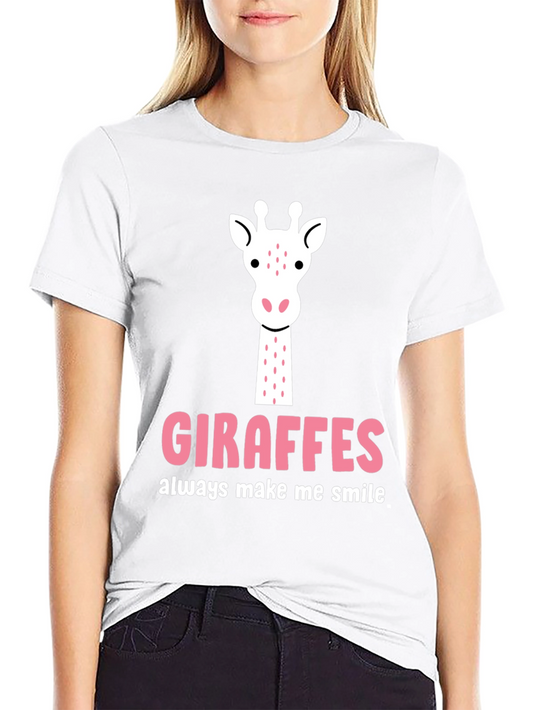 Giraffes Make Me Smile Black Graphic Tee