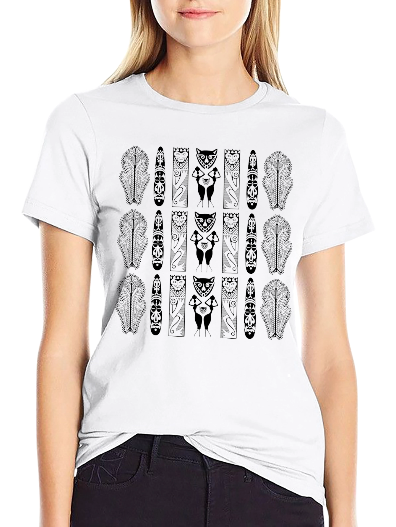 Tribal Print Black T-Shirt