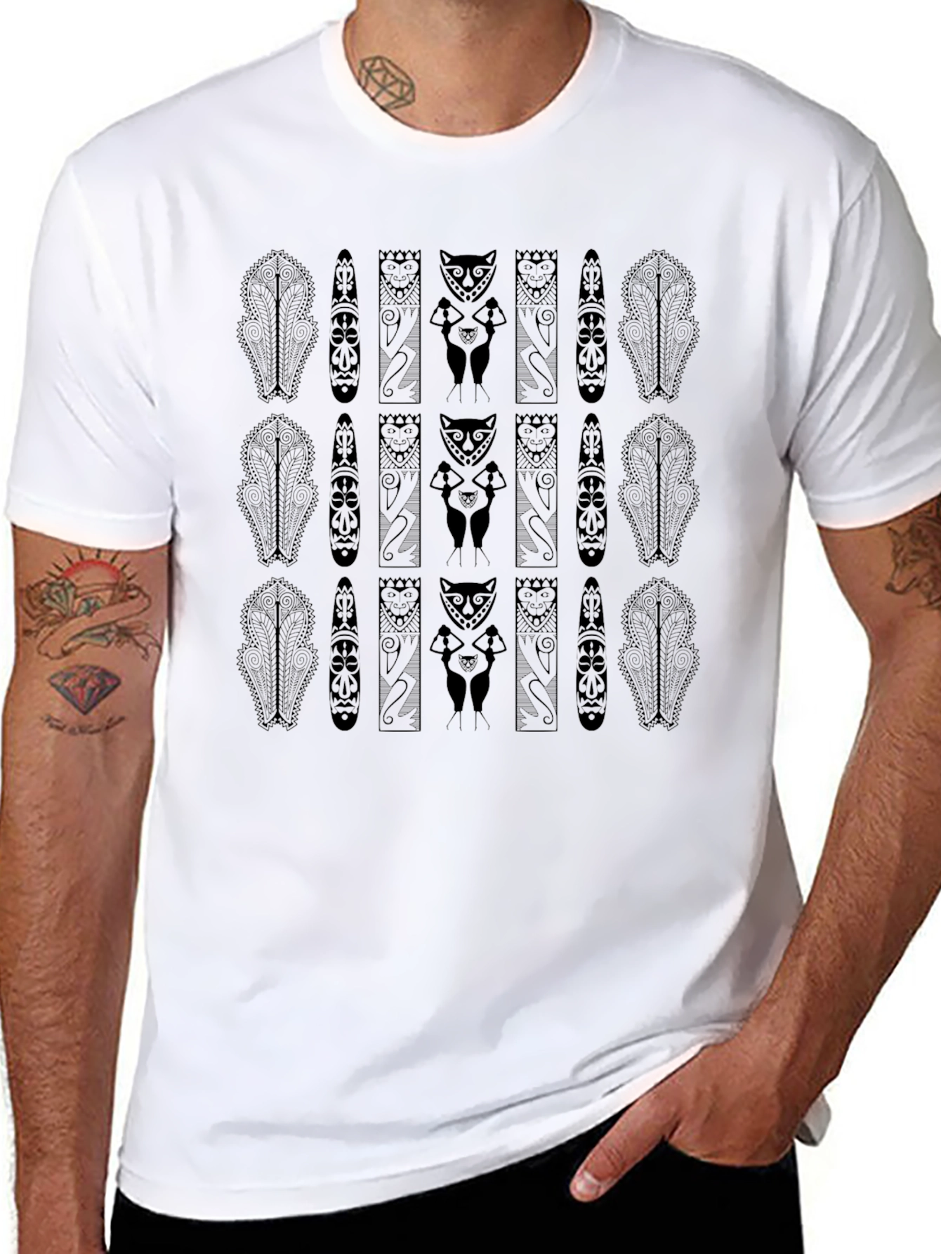 Tribal Print Black T-Shirt