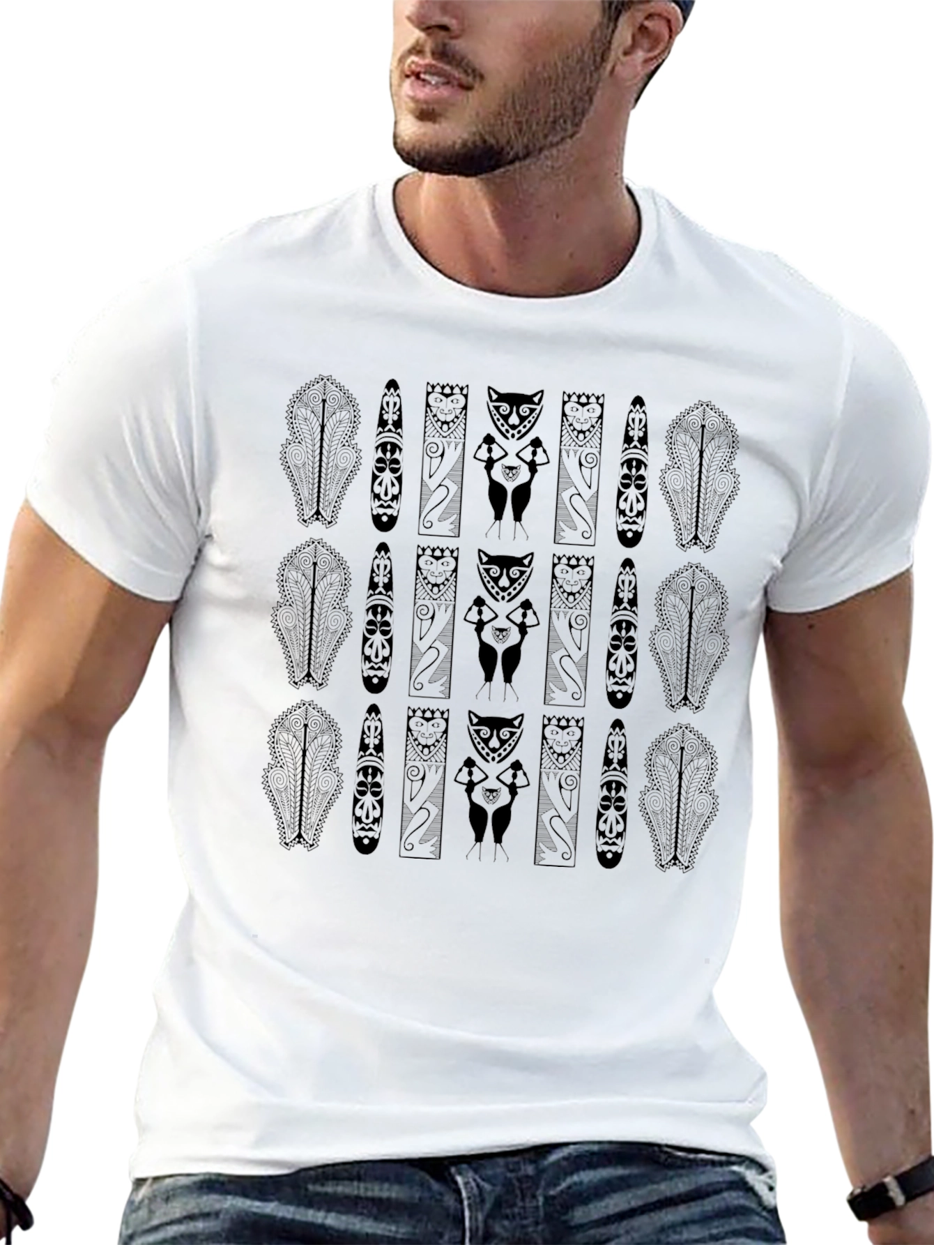Tribal Print Black T-Shirt