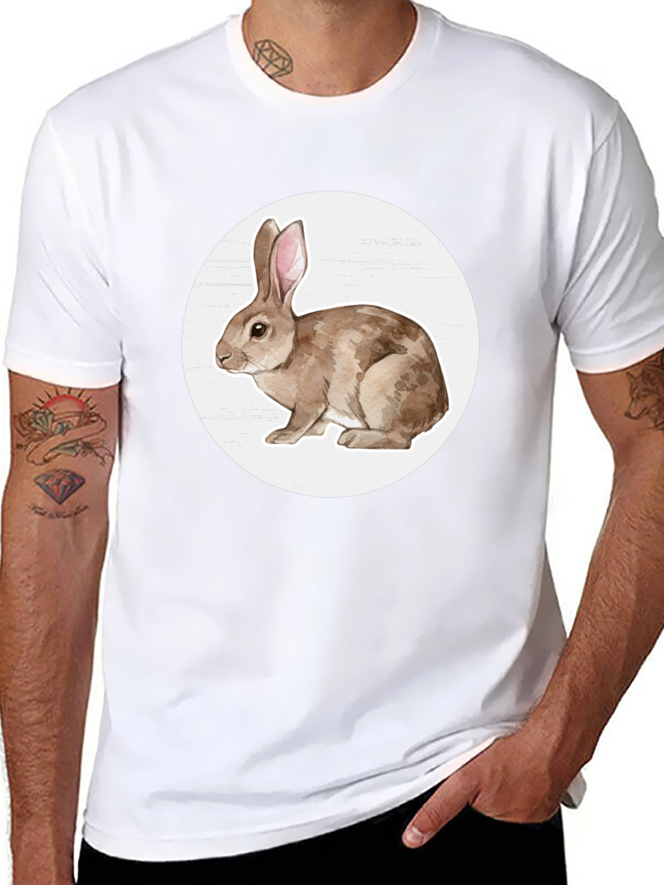 Rabbit Graphic Tee - Black Cotton Blend