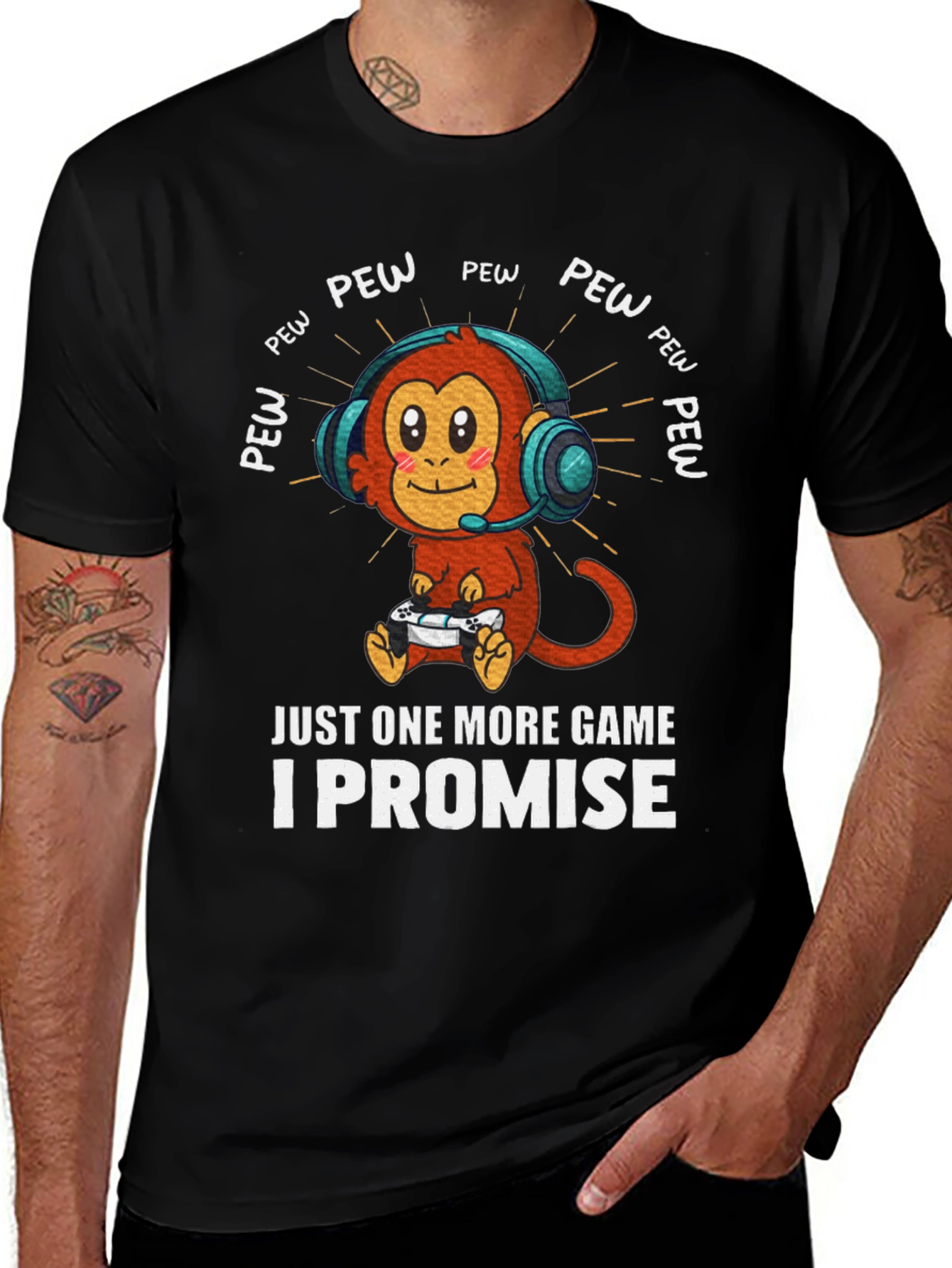 Gamer Monkey T-Shirt - Just One More Game!