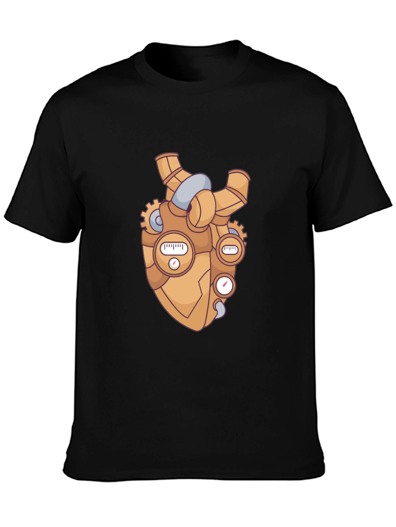 Steampunk Heart Graphic Black T-Shirt
