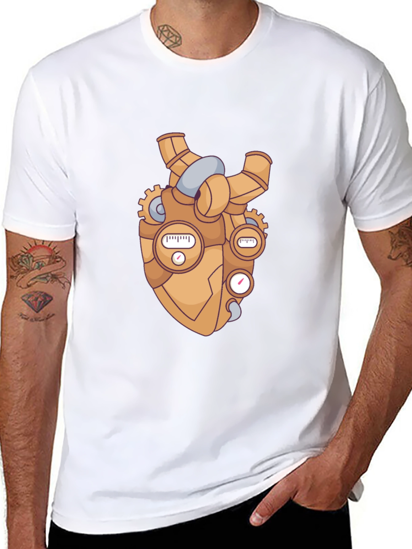 Steampunk Heart Graphic Black T-Shirt