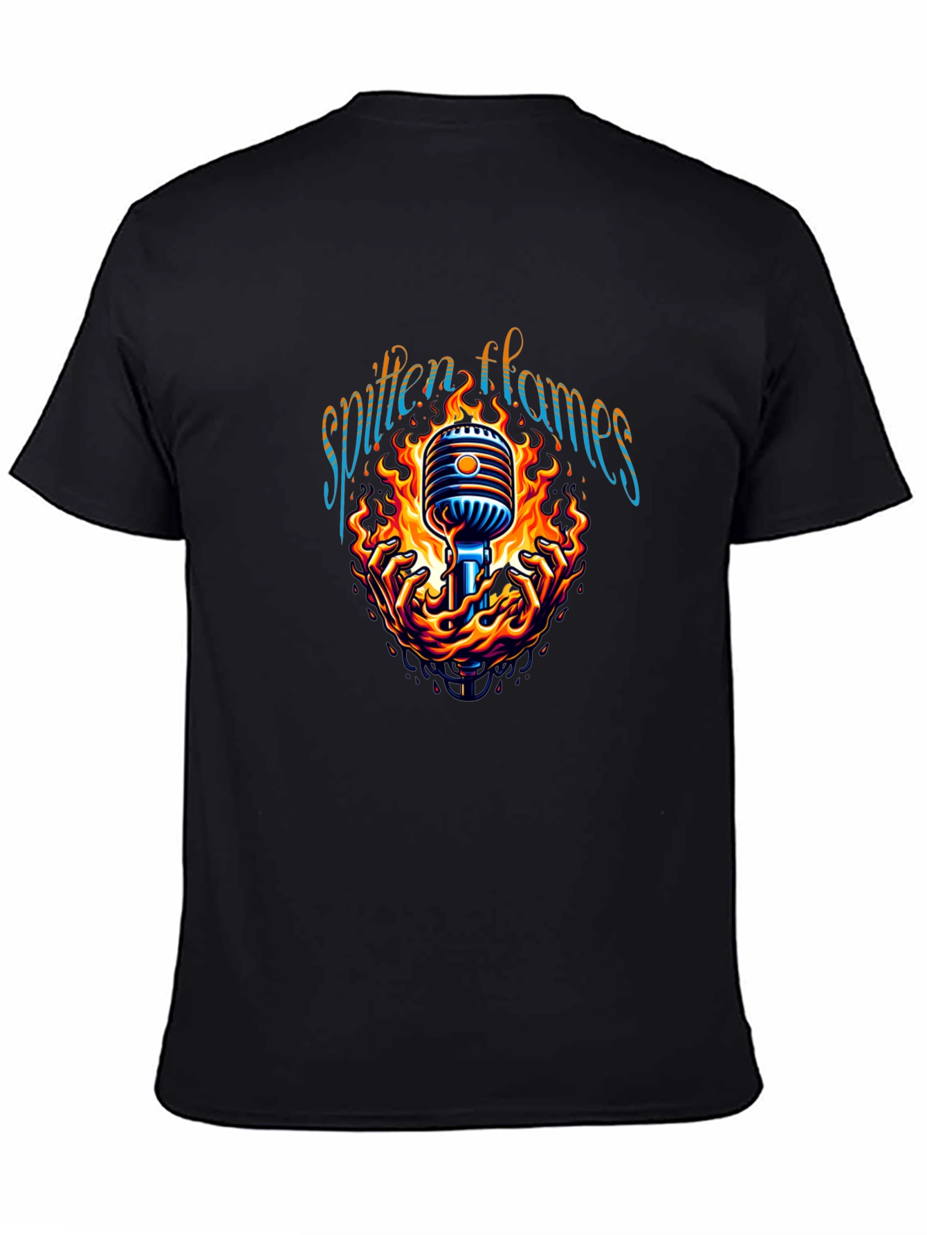 Spitten Flames Microphone Graphic Tee - Black