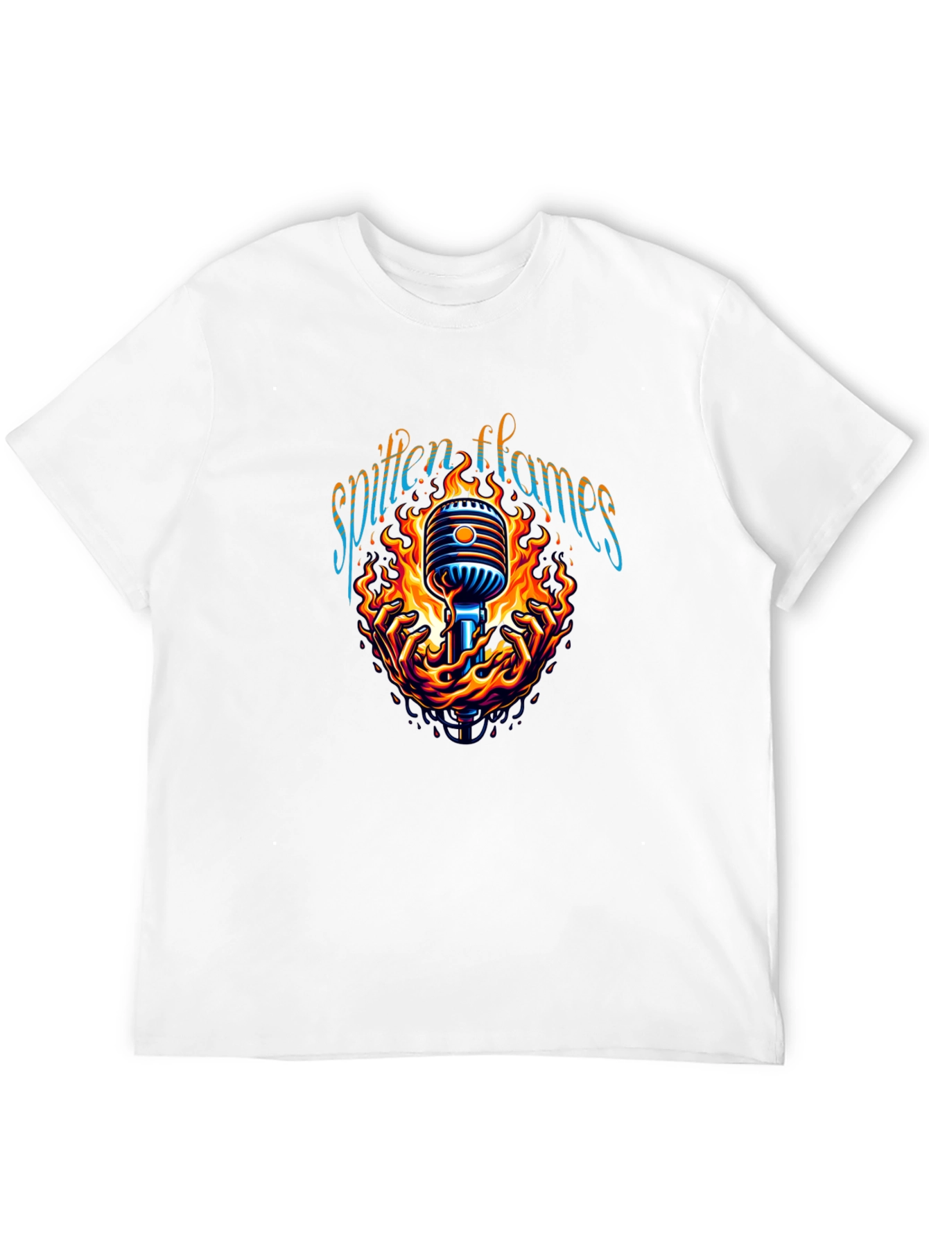 Spitten Flames Microphone Graphic Tee - Black