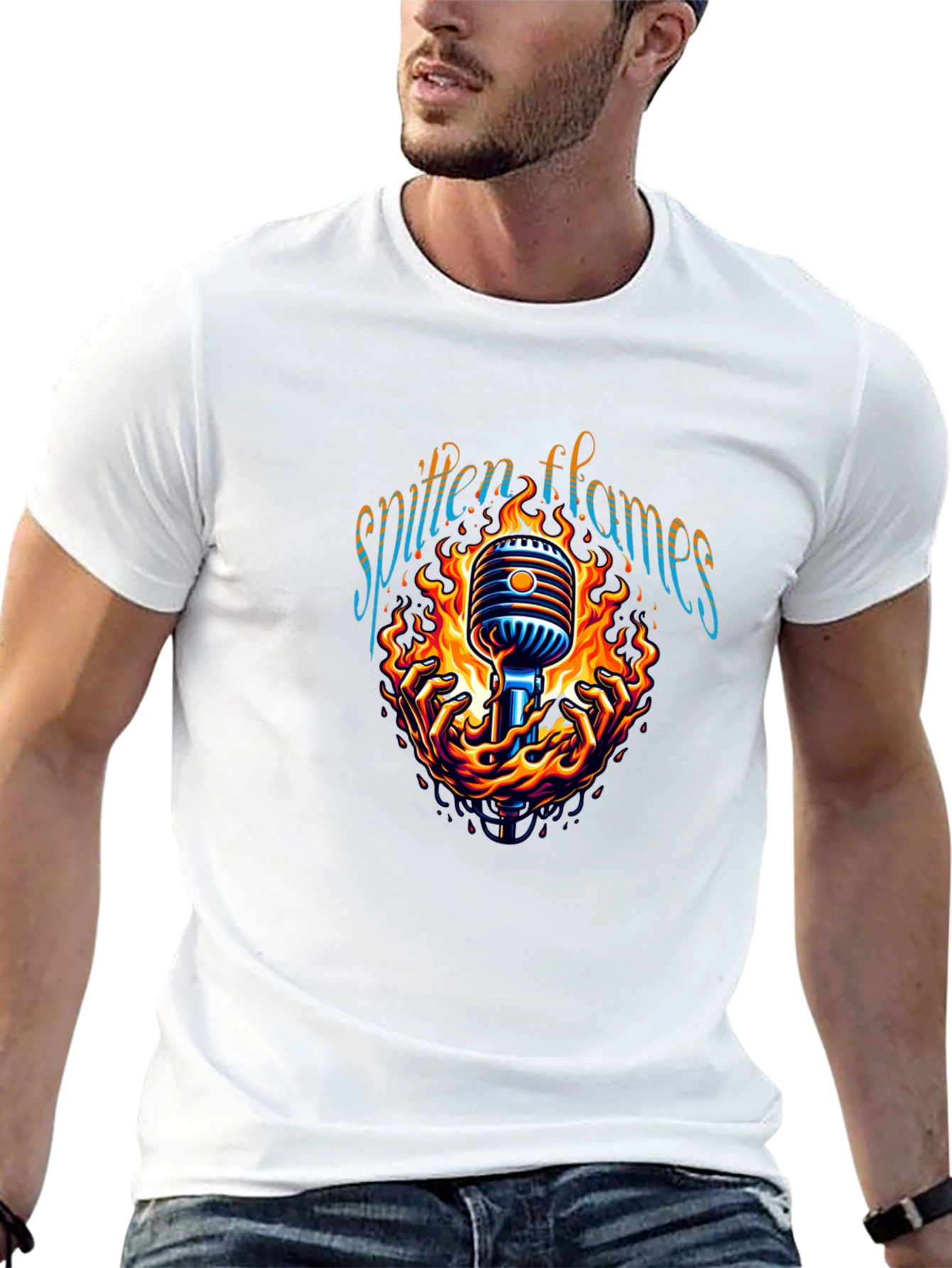 Spitten Flames Microphone Graphic Tee - Black