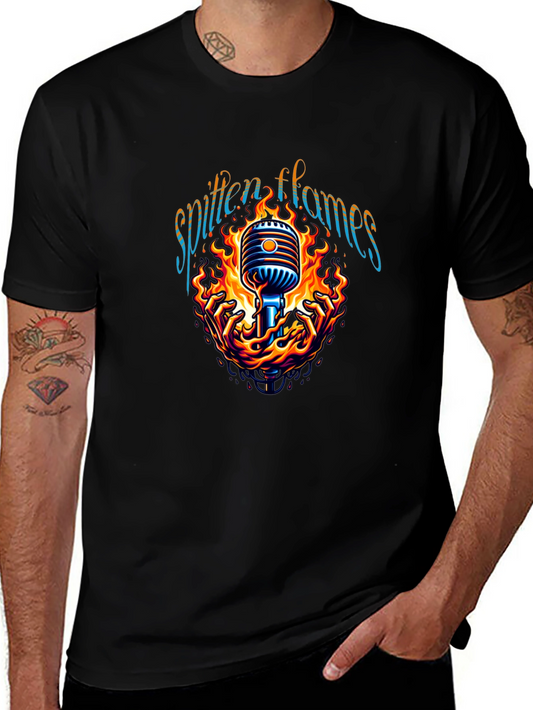 Spitten Flames Microphone Graphic Tee - Black